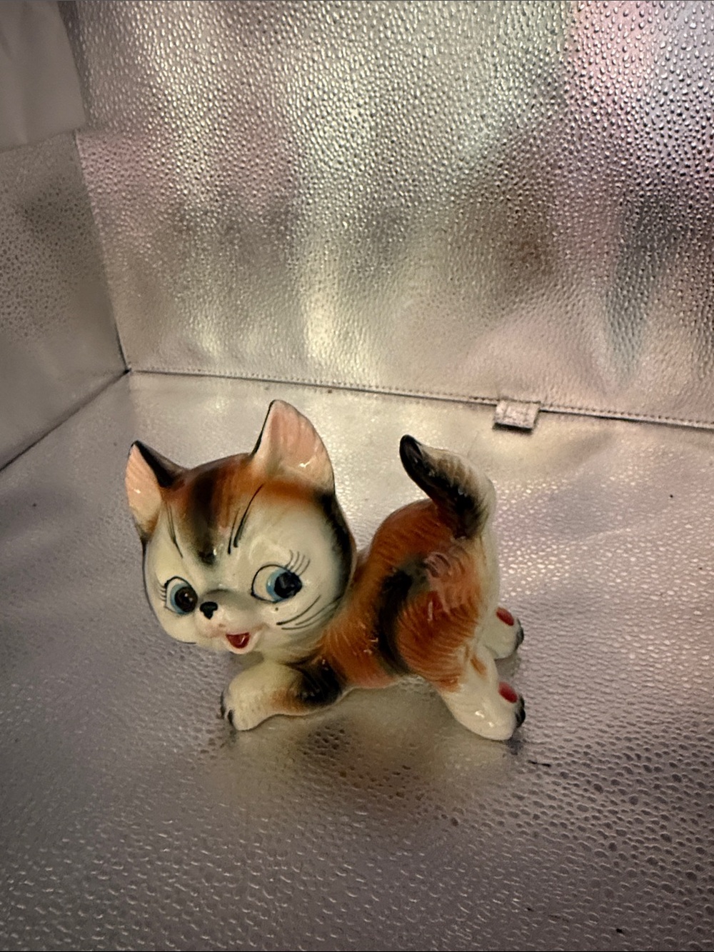 Vintage Adorable Japanese Ceramic Japanese Calico Cat Figurine
